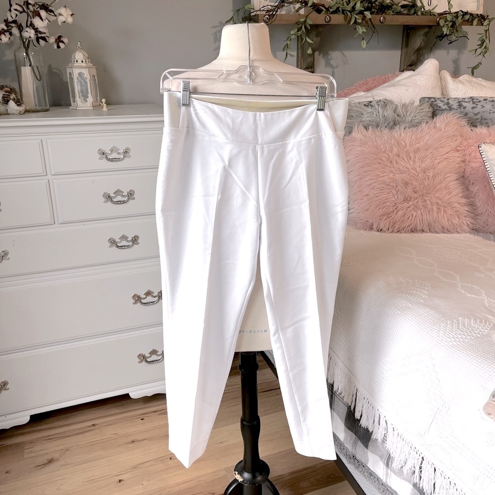 White Pull On Pants Investments Petites Womens 8P Cotton